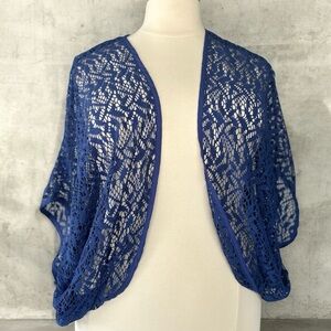 NWT! Avenue Blue Lace Open-Front Short Cardigan Size 30/32 4X